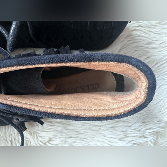 Ulla Johnson Adelaide Black Suede Lace Up Fringe Moccasin Booties Size 35 - Picture 9 of 12